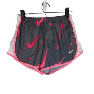 Nike Dri Fit Standard Fit Gray & Pink Nike Logo Athletic Shorts Women Sz L